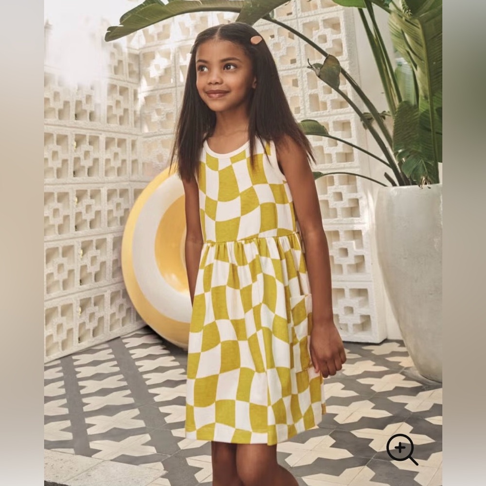 Hanna Andersson Yellow and White Checkered Dress 6-7 (120) - Picture 2 of 4